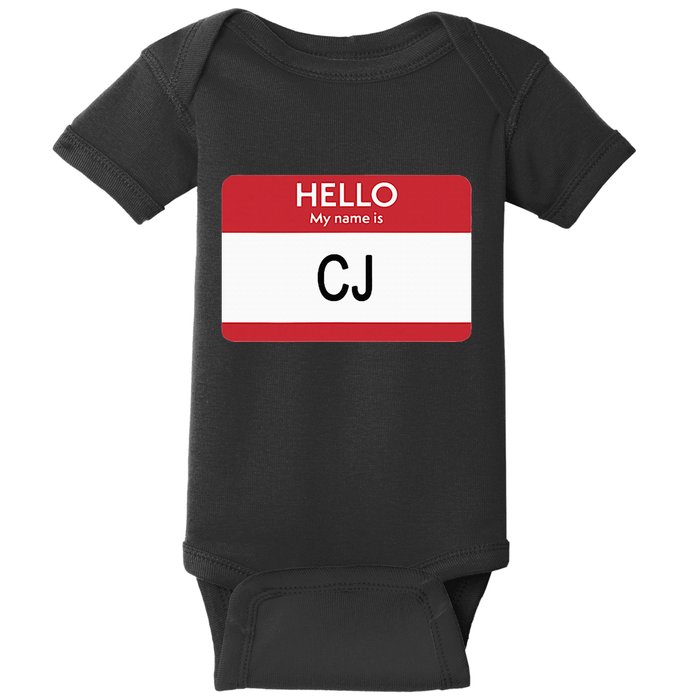 Hello My Name Is Cj Name Tag Sticker Label Baby Bodysuit