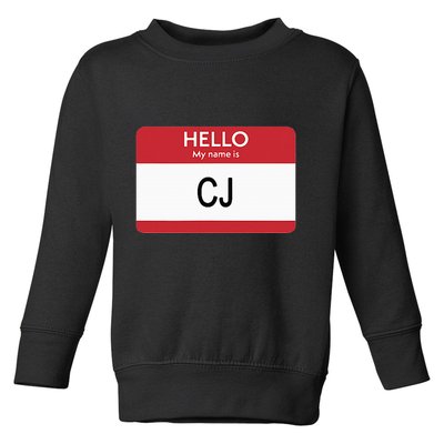 Hello My Name Is Cj Name Tag Sticker Label Toddler Sweatshirt
