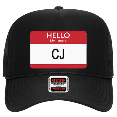 Hello My Name Is Cj Name Tag Sticker Label Trucker Hat