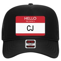 Hello My Name Is Cj Name Tag Sticker Label Trucker Hat