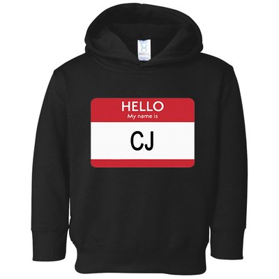 Hello My Name Is Cj Name Tag Sticker Label Toddler Hoodie