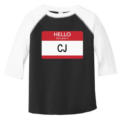 Hello My Name Is Cj Name Tag Sticker Label Toddler Fine Jersey T-Shirt