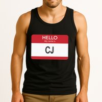 Hello My Name Is Cj Name Tag Sticker Label Tank Top