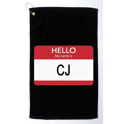 Hello My Name Is Cj Name Tag Sticker Label Golf Towel