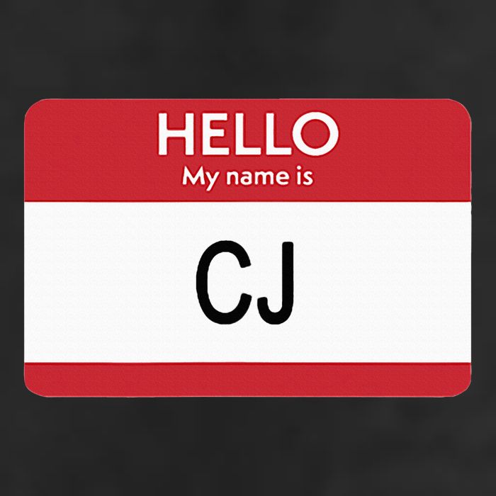 Hello My Name Is Cj Name Tag Sticker Label Golf Towel