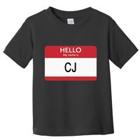 Hello My Name Is Cj Name Tag Sticker Label Toddler T-Shirt