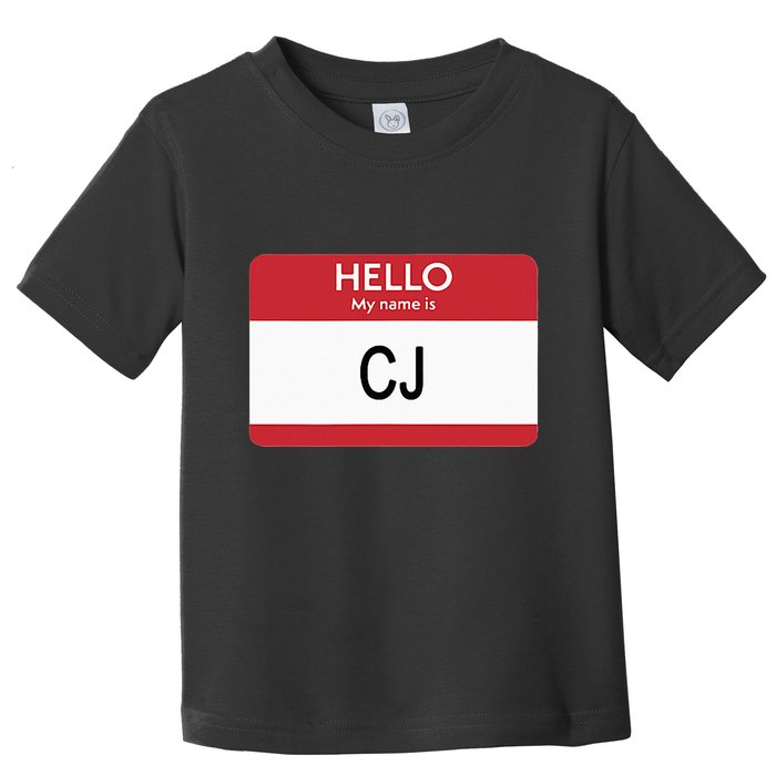 Hello My Name Is Cj Name Tag Sticker Label Toddler T-Shirt