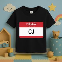 Hello My Name Is Cj Name Tag Sticker Label Toddler T-Shirt