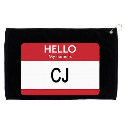 Hello My Name Is Cj Name Tag Sticker Label Grommeted Golf Towel
