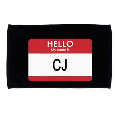 Hello My Name Is Cj Name Tag Sticker Label Microfiber Hand Towel