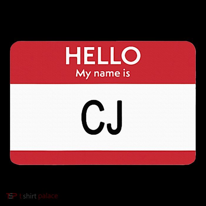 Hello My Name Is Cj Name Tag Sticker Label Visor
