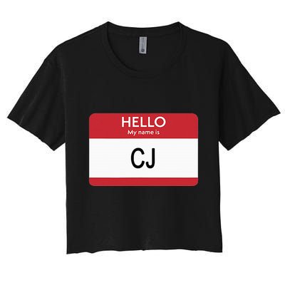 Hello My Name Is Cj Name Tag Sticker Label Crop Top