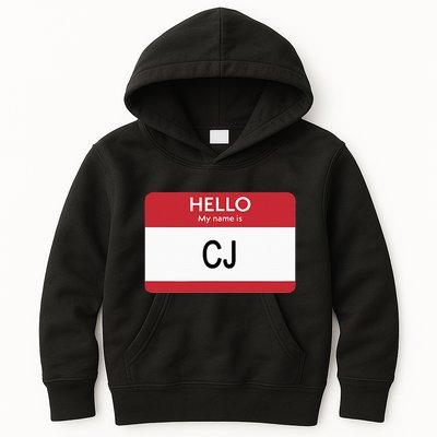Hello My Name Is Cj Name Tag Sticker Label Kids Hoodie