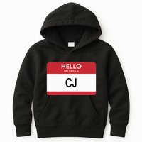 Hello My Name Is Cj Name Tag Sticker Label Kids Hoodie