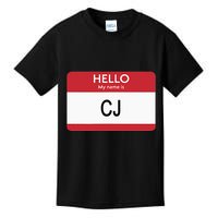 Hello My Name Is Cj Name Tag Sticker Label Kids T-Shirt