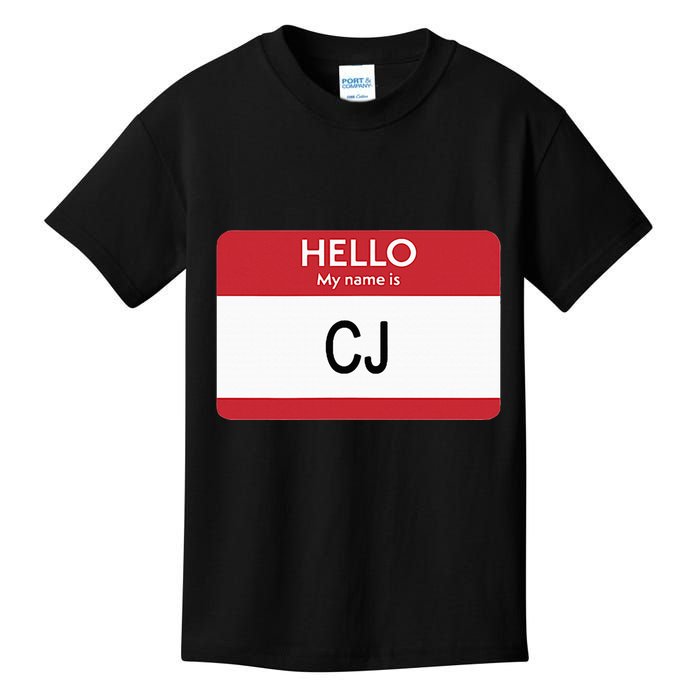 Hello My Name Is Cj Name Tag Sticker Label Kids T-Shirt