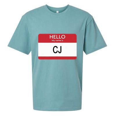 Hello My Name Is Cj Name Tag Sticker Label Sueded Cloud Jersey T-Shirt