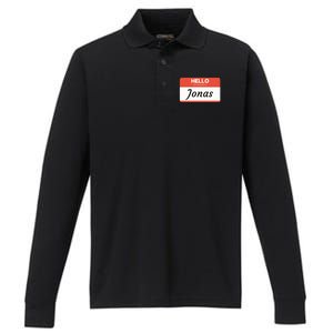 Hello My Name Is Jonas Performance Long Sleeve Polo