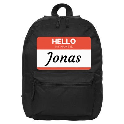 Hello My Name Is Jonas 16 in Basic Backpack