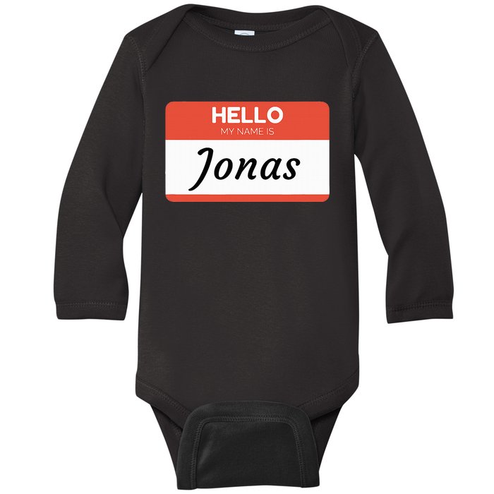 Hello My Name Is Jonas Baby Long Sleeve Bodysuit