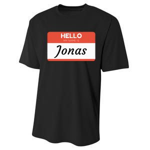 Hello My Name Is Jonas Performance Sprint T-Shirt