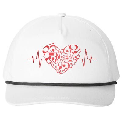 Heart Music Notes Musician Heartbeat Music Lover Music Snapback Five-Panel Rope Hat