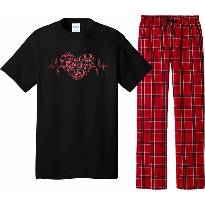 Heart Music Notes Musician Heartbeat Music Lover Music Pajama Set