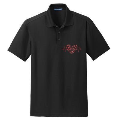 Heart Music Notes Musician Heartbeat Music Lover Music Dry Zone Grid Polo