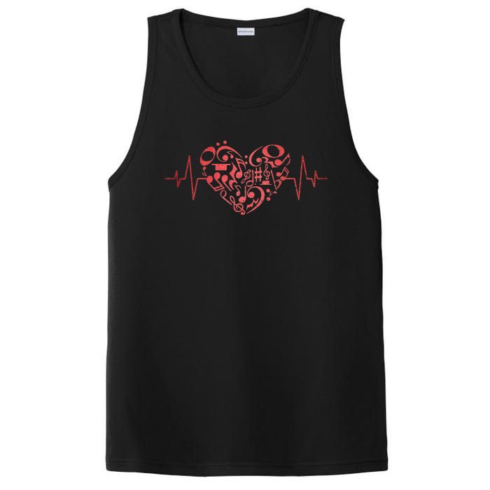 Heart Music Notes Musician Heartbeat Music Lover Music PosiCharge Competitor Tank