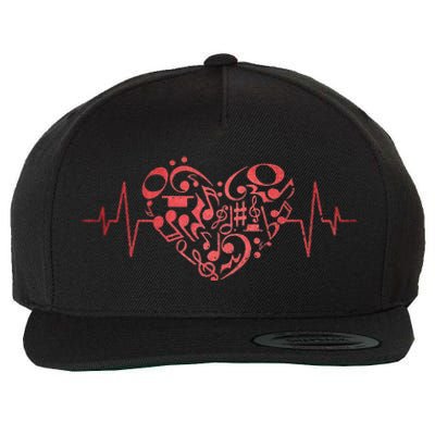 Heart Music Notes Musician Heartbeat Music Lover Music Wool Snapback Cap