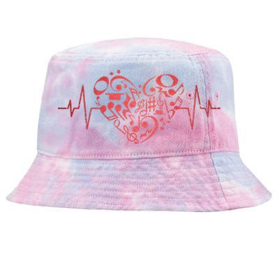 Heart Music Notes Musician Heartbeat Music Lover Music Tie-Dyed Bucket Hat