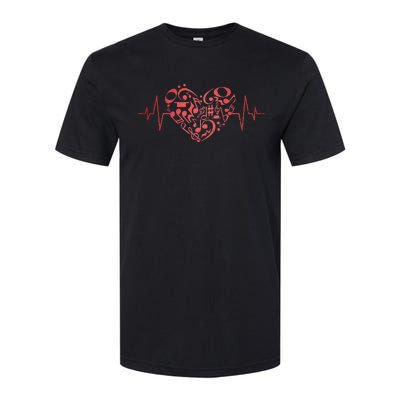 Heart Music Notes Musician Heartbeat Music Lover Music Softstyle CVC T-Shirt