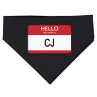 Hello My Name Is Cj Name Tag Sticker Label USA-Made Doggie Bandana