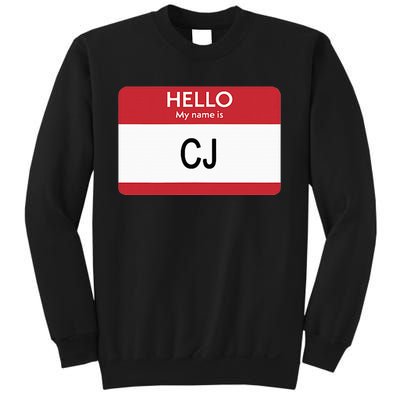 Hello My Name Is Cj Name Tag Sticker Label Sweatshirt