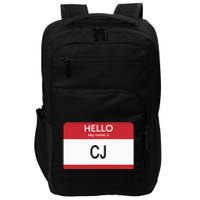 Hello My Name Is Cj Name Tag Sticker Label Impact Tech Backpack