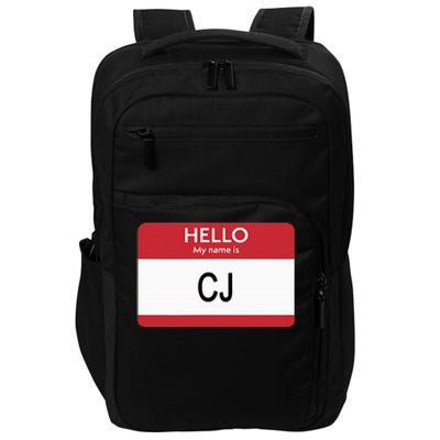 Hello My Name Is Cj Name Tag Sticker Label Impact Tech Backpack