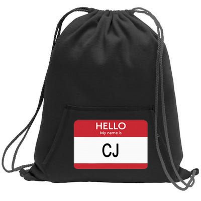 Hello My Name Is Cj Name Tag Sticker Label Sweatshirt Cinch Pack Bag