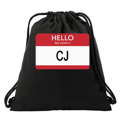 Hello My Name Is Cj Name Tag Sticker Label Drawstring Bag