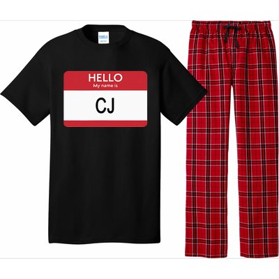 Hello My Name Is Cj Name Tag Sticker Label Pajama Set