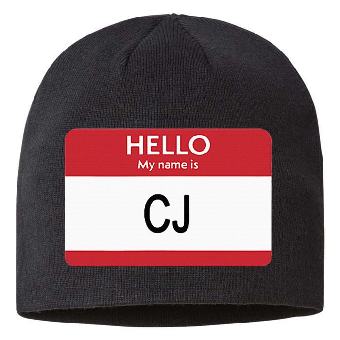 Hello My Name Is Cj Name Tag Sticker Label Sustainable Beanie