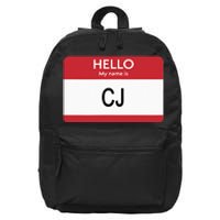 Hello My Name Is Cj Name Tag Sticker Label 16 in Basic Backpack