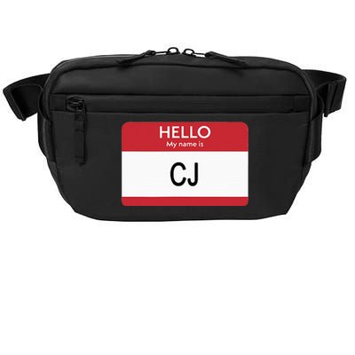 Hello My Name Is Cj Name Tag Sticker Label Crossbody Pack