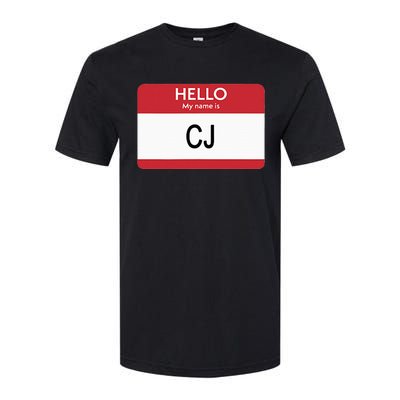 Hello My Name Is Cj Name Tag Sticker Label Softstyle CVC T-Shirt