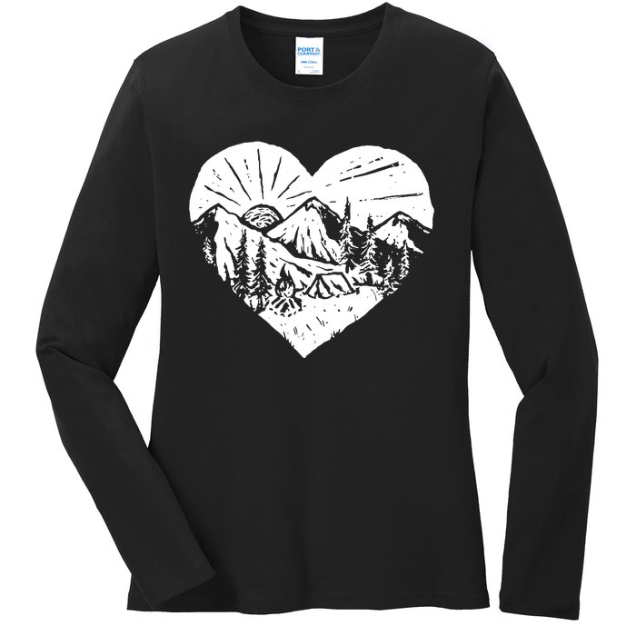 Hiking Mountains Nature Lover Ladies Long Sleeve Shirt