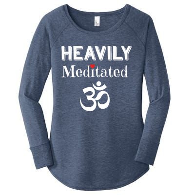 Heavily Meditated Om Funny Yoga Meditation Meaningful Gift Women's Perfect Tri Tunic Long Sleeve Shirt