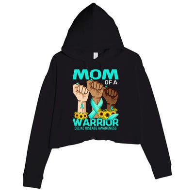 Hand Mom Of A Warrior Celiac Disease Awareness Sunflower Gift Crop Fleece Hoodie