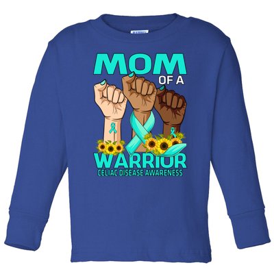 Hand Mom Of A Warrior Celiac Disease Awareness Sunflower Gift Toddler Long Sleeve Shirt