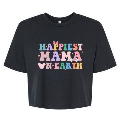 Happiest Mama On Earth Retro Groovy Mom Bella+Canvas Jersey Crop Tee