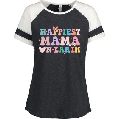 Happiest Mama On Earth Retro Groovy Mom Enza Ladies Jersey Colorblock Tee