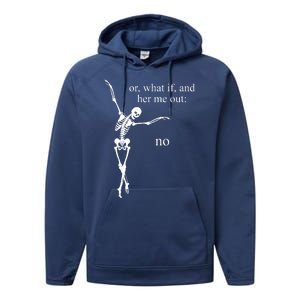 Hear Me Out No Funny Sassy Skeleton Gift Performance Fleece Hoodie